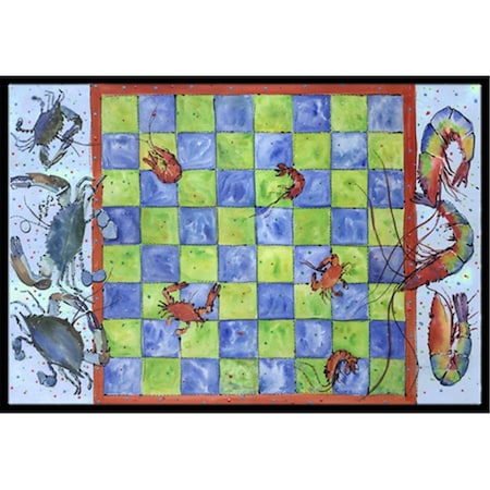 Carolines Treasures 18 x 27 In. Crab and Shrimp Checkerboard Indoor or Outdoor Mat 8196MAT